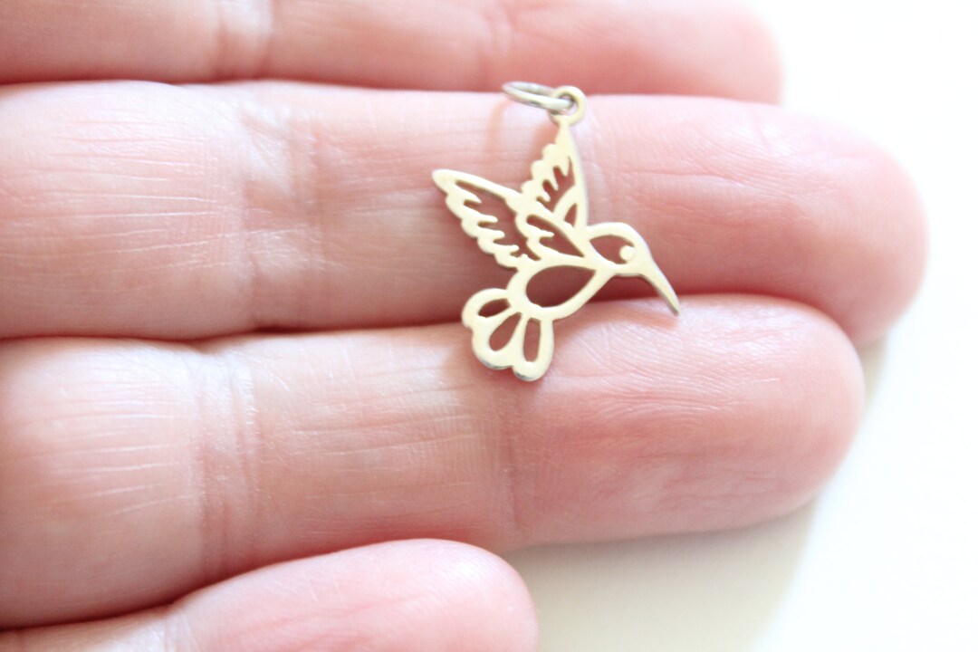 Sterling Silver Hummingbird Charm: Large Bird Pendant - Etsy