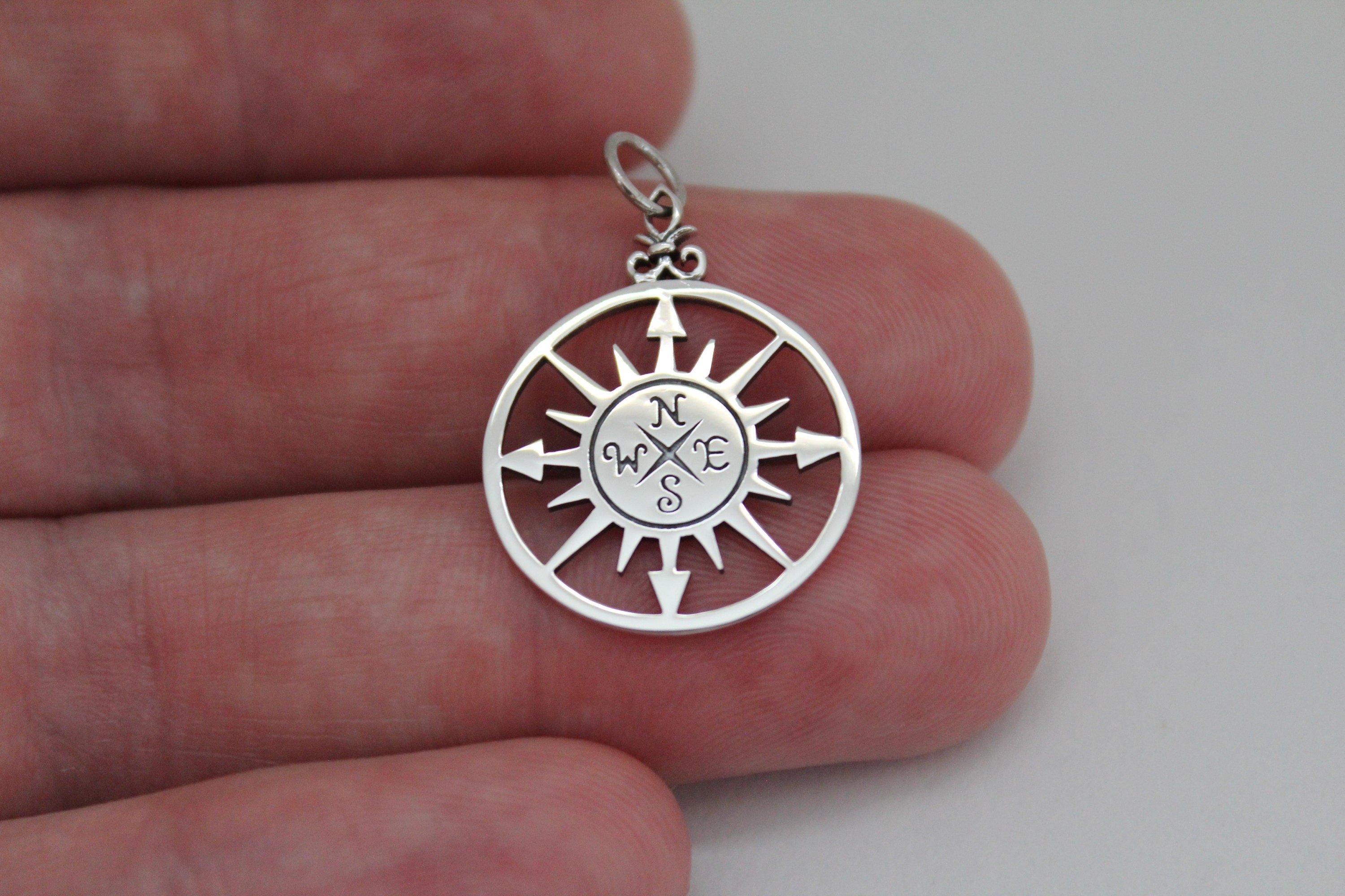 Sterling Silver Compass Rose Charm 