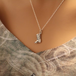 Sterling Silver Cowboy Boot Charm Necklace, Cowboy Boot Necklace, Cowboy Necklace, Silver Cowboy Boot Necklace, Boot Charm Necklace image 3