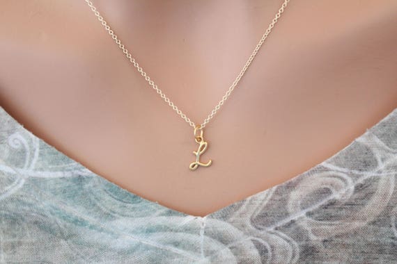 Gold Cursive L Initial Necklace Letter - Gold Necklace With Letter L Pendant Gold Cursive L Initial Necklace Letter - Gold Necklace With Letter L Pendant