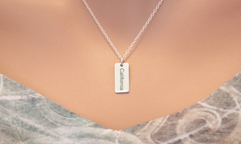 California Pendant Necklace California State Charm Custom California Necklace Sterling Silver California Charm Necklace Choose Your Font