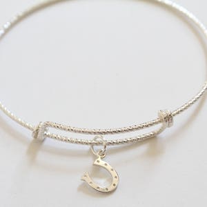 Sterling Silver Bracelet with Sterling Silver Horseshoe Charm, Horseshoe Charm Bracelet, Horseshoe Bracelet, Tiny Horseshoe Bracelet, Horse