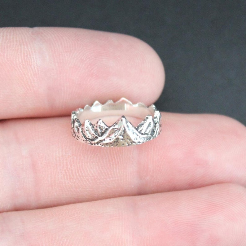 Sterling Silver Mountain Range Ring, Sterling Silver Hiking Ring, Sterling Silver Outdoor Adventurer Ring, The Mountains Are Calling Ring image 3