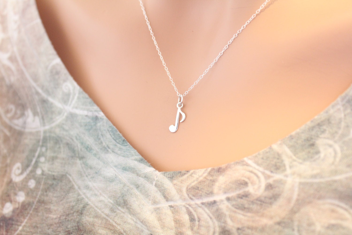 Argento Sterling Zirconia Cubica Nota Musicale G Chiave di