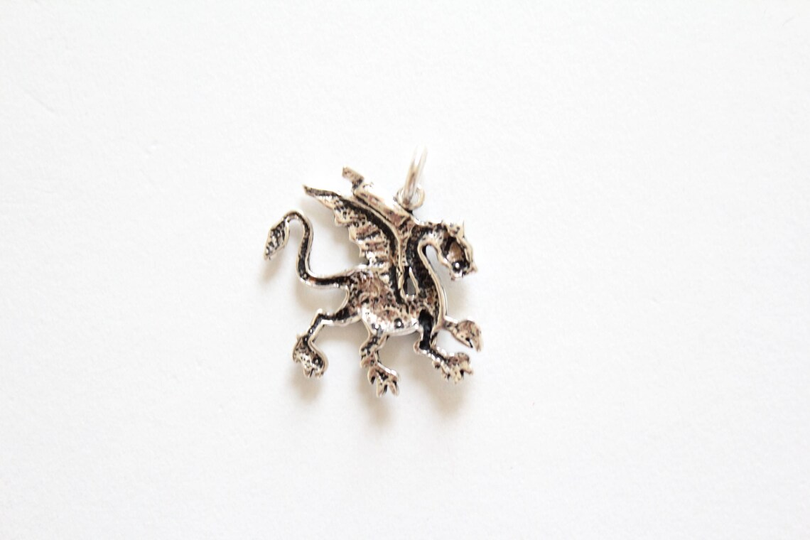 Sterling Silver Dragon Charm Dragon Charm Dragon Pendant Etsy