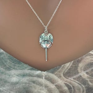 Sterling Silver Horseshoe Crab Necklace, Silver Horseshoe Crab Necklace, Silver Horseshoe Crab Charm Necklace, Horseshoe Crab Necklace