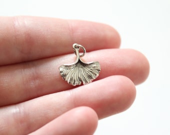 Sterling Silver Ginkgo Leaf Charm