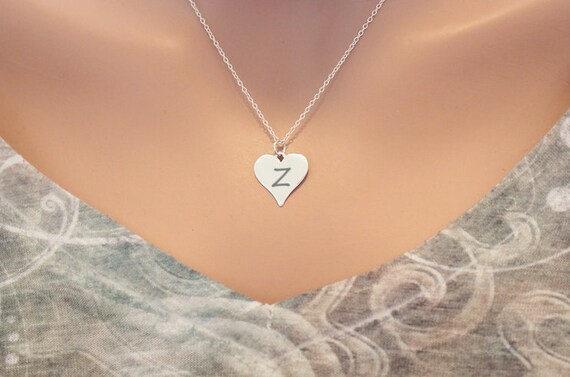 アクセサリー ENGRAVED HEART PENDANT (SILVER) Sterling Silver Initial Z Heart Necklace: Engraved Charm - Etsy