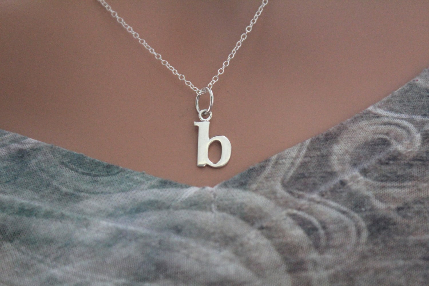 Sterling Silver Lowercase B Initial 