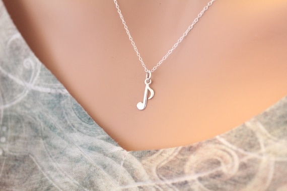 Collar Colgante Con Dije De Nota Musical En Acero Inoxidable - Para Mujeres Y Niñas, Con Detalles De Strass