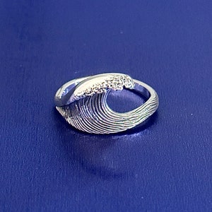Sterling Silver Dimensional Wave Ring, Sterling Silver Beach Wave 3D Ring, Silver Dimensional Wave Ring, Silver Beach Wave 3D Ring