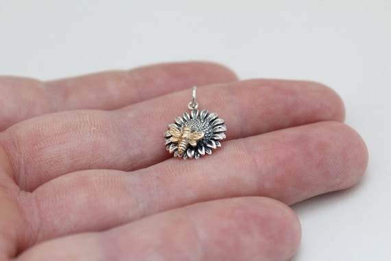 Sterling silver store sunflower charm
