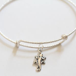 Sterling Silver Bracelet with Sterling Silver Gecko Charm, Gecko Bracelet, Lizard Bracelet, Lizard Charm Bracelet, Gecko Charm Bracelet