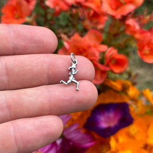 Sterling Silver Oxidized Female Runner Charm, Silver Oxidized Girl Runner Charm, Silver Oxidized Woman Runner Charm, Woman Runner Charm