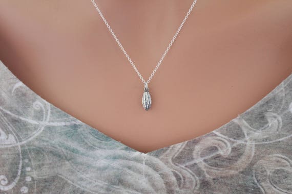 sterling silver bean necklace