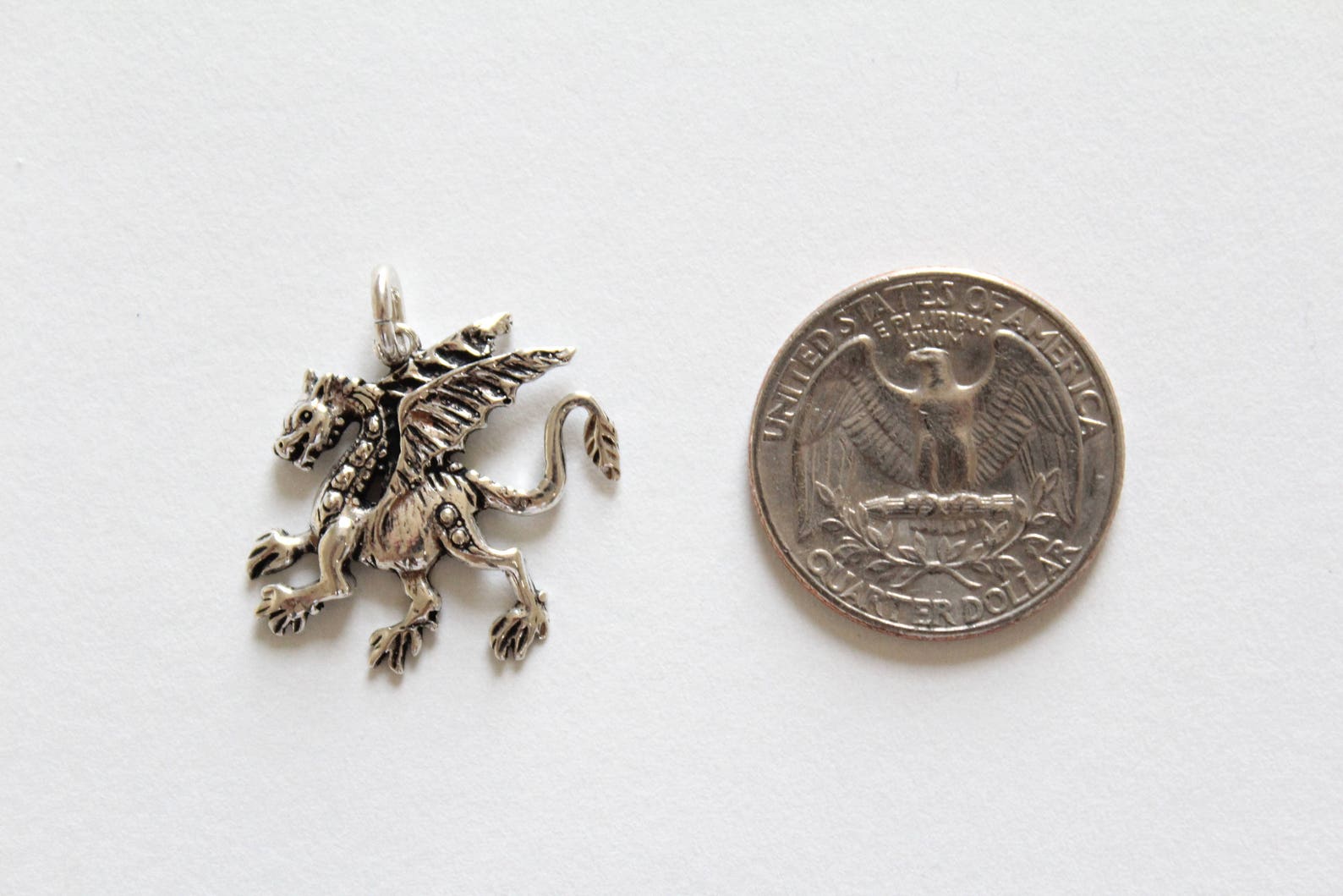 Sterling Silver Dragon Charm Dragon Charm Dragon Pendant Etsy
