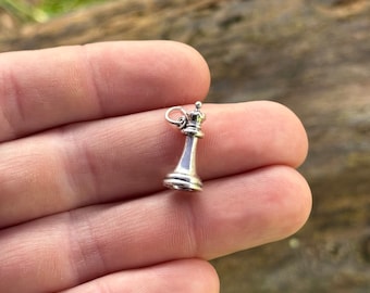 Sterling Silver 3D King Chess Piece Charm