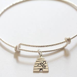Sterling Silver Bracelet with Sterling Silver Beehive Charm, Beehive Bracelet, Bee Bracelet, Bee Charm Bracelet, Honey Bee Bracelet, Beehive