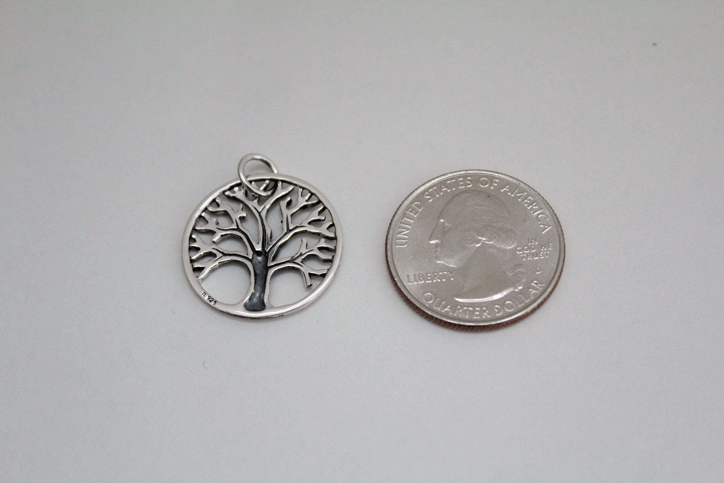 Textured Sterling Silver Tree of Life Charm Pendant - Etsy
