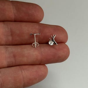 Sterling Silver Tiny Deer Antler Post Earrings