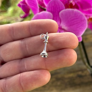 Sterling Silver King Chess Piece Charm, Sterling Silver Oxidized 3D King Chess Piece Charm, Silver Oxidized King Chess Piece Pendant