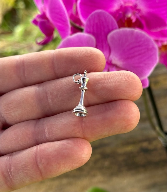 Chess Piece Queen Charm 3D Sterling Silver Chess Piece Queen Charm 3D Sterling Silver