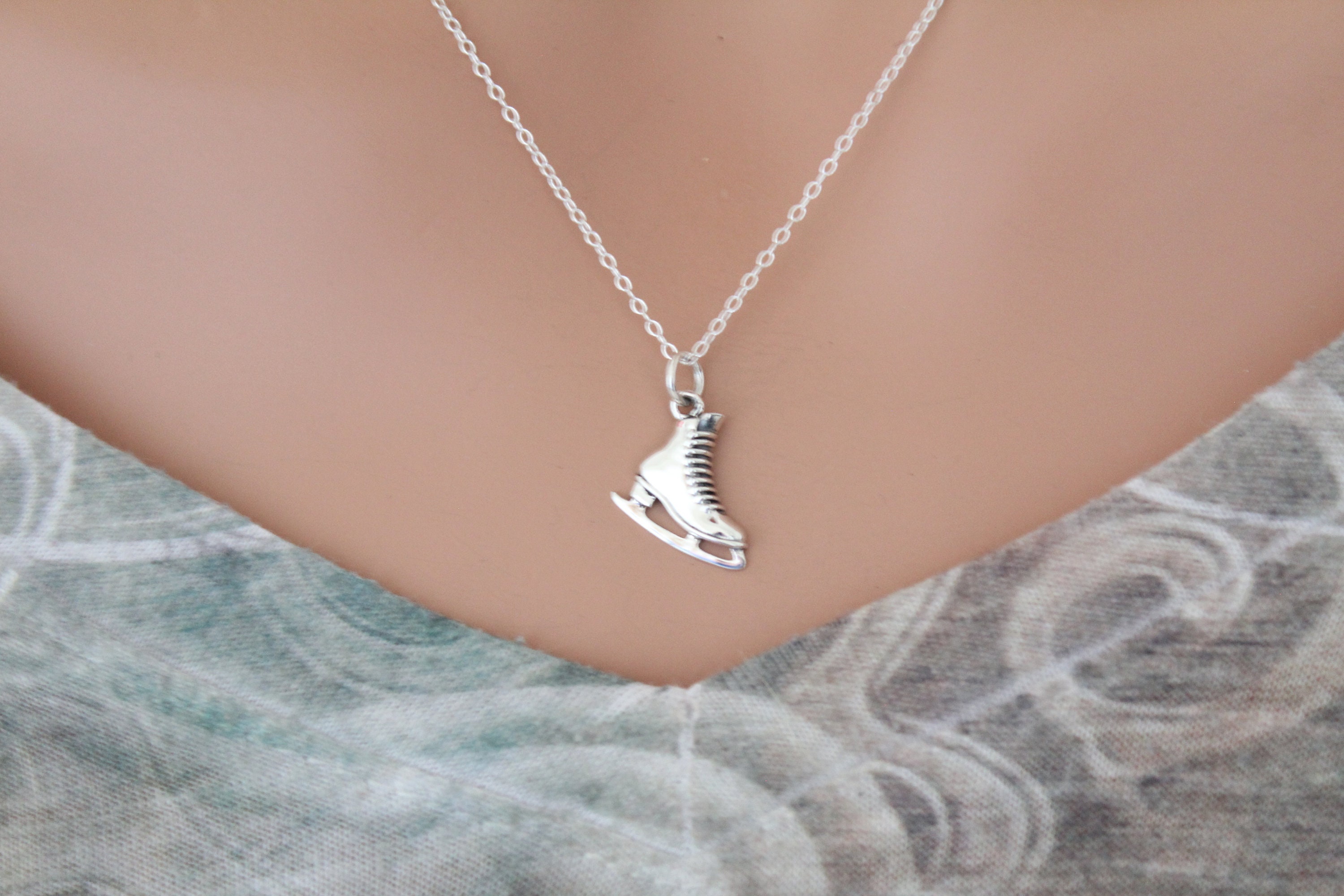 Sterling Silver Ice Skate Necklace Silver Ice Skate Necklace Etsy UK