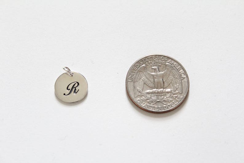 Letter R Charm Cursive R Initial Pendant Letter R Pendant R Charm Large R Letter Charm Sterling Silver Cursive Circular R Initial Charm