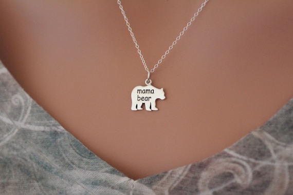 Sterling Silver Mama Bear Charm Necklace Mama Bear Necklace Mama Bear Pendant Necklace Silver Mama Bear Necklace Etsy