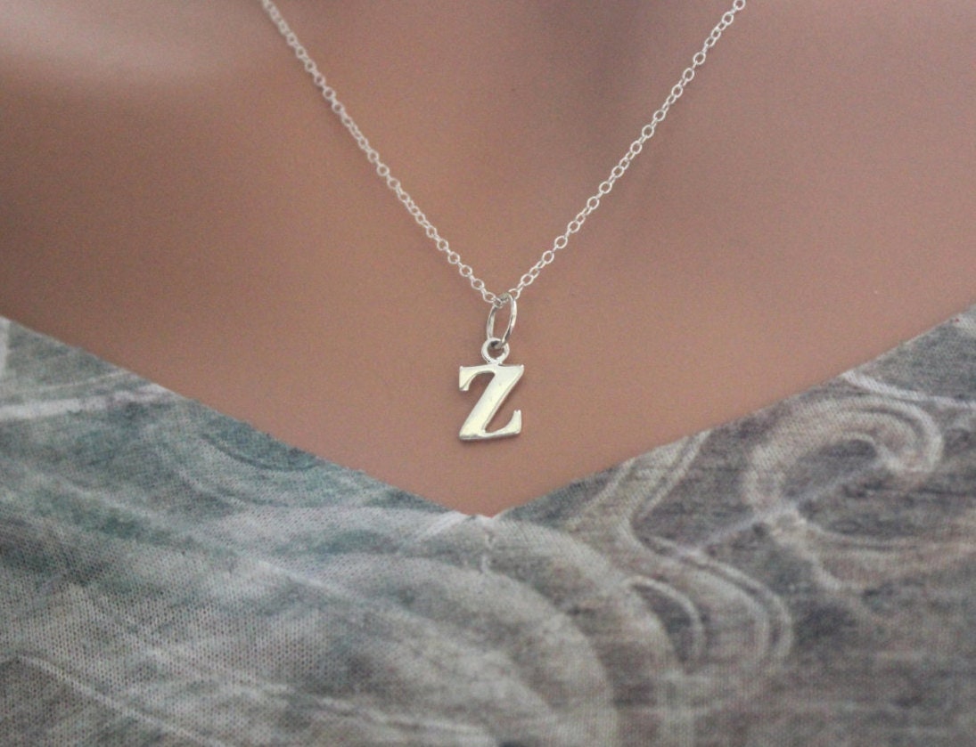 Buy Sterling Silver Lowercase Z Initial Necklace: Typewriter Font