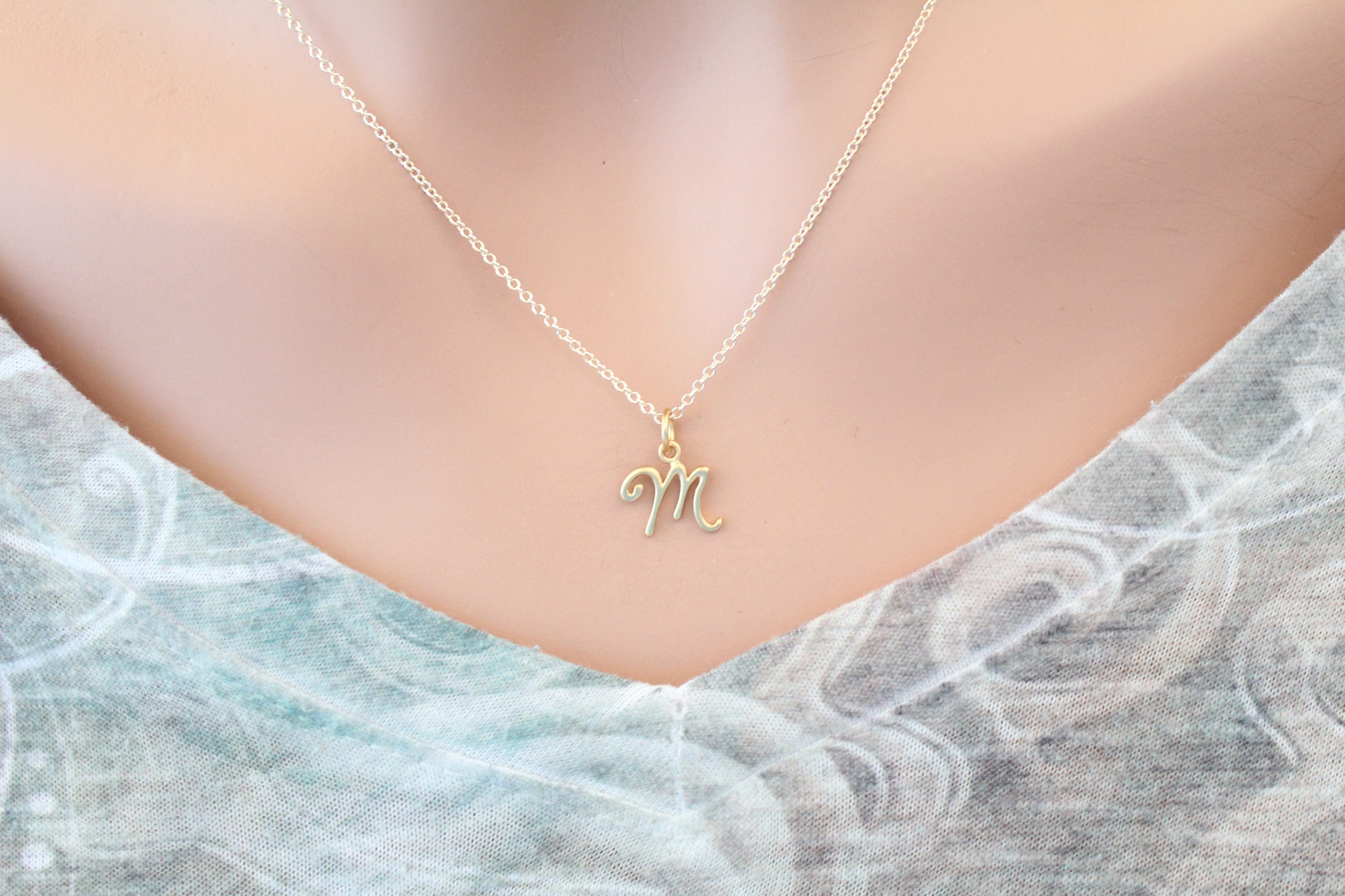 Gold Cursive M Initial Necklace M Letter Necklace Cursive M Initial Necklace 24K Gold Plated M Letter Necklace Gold M Letter Necklace Etsy