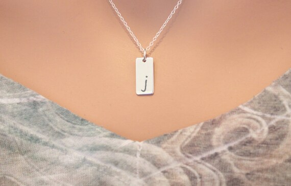 Lowercase Initial J Bar Necklace 