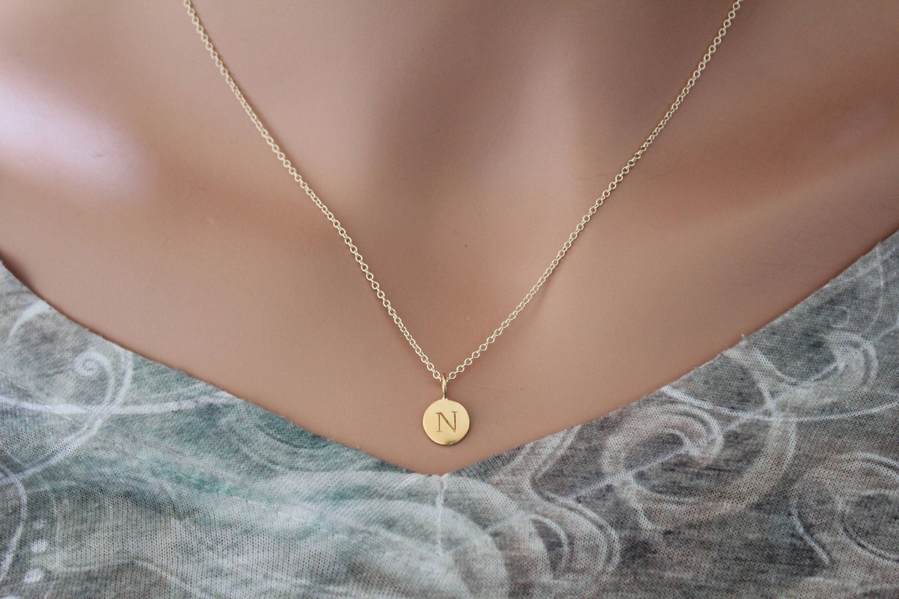 Gold Simple N Initial Necklace Gold 