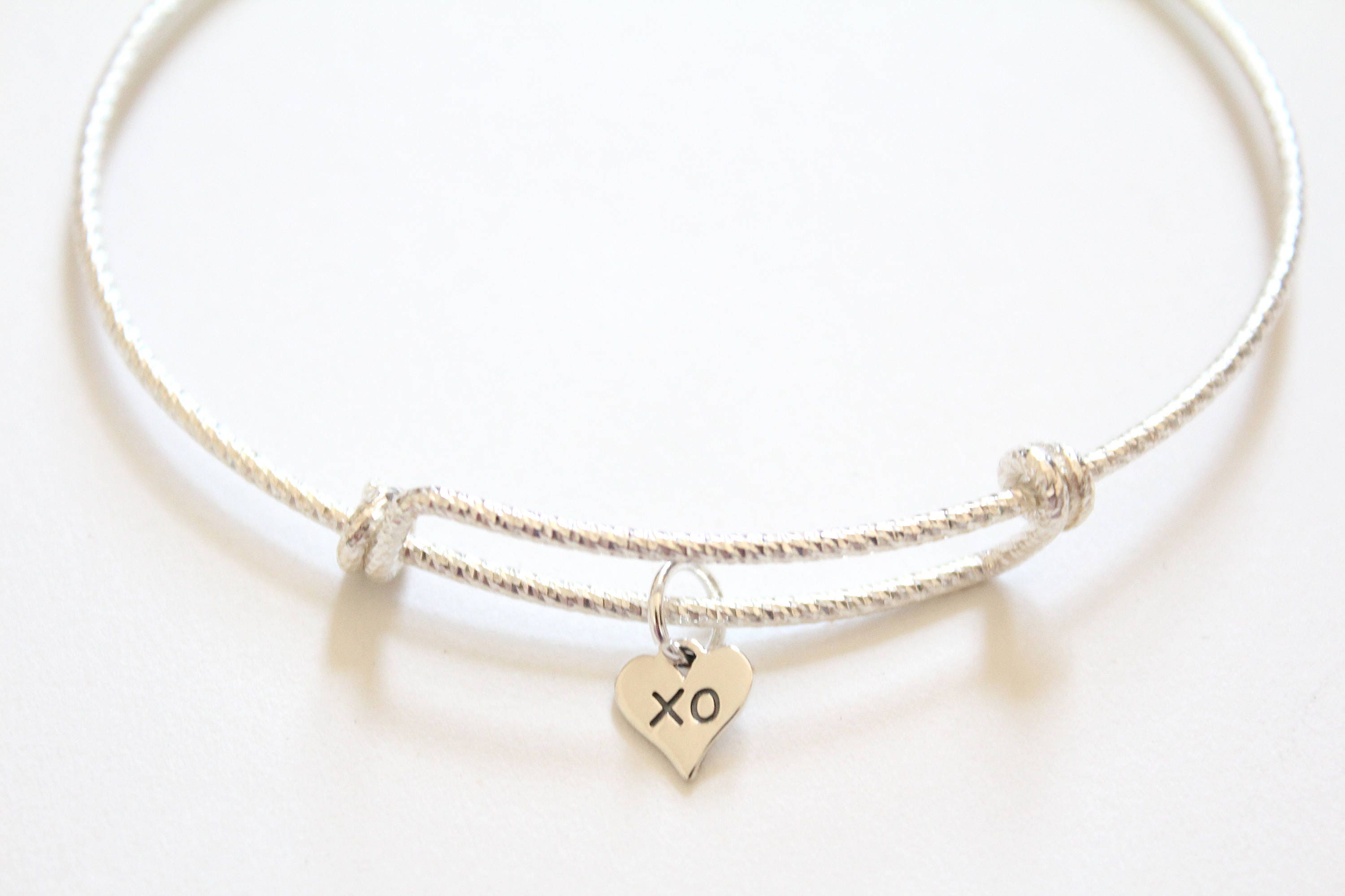 Leather Bracelet with Sterling Silver XO Charm XO Heart Charm Etsy