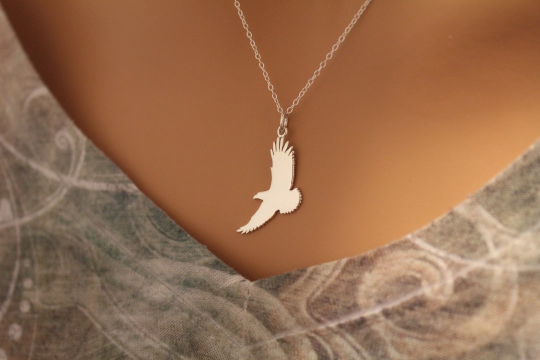Sterling Silver Flying Eagle Charm Necklace, Flying Eagle Pendant