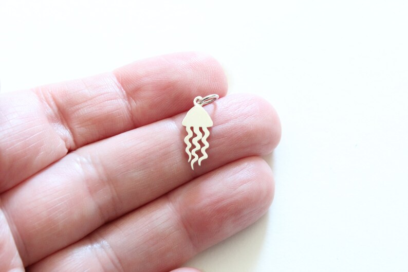 Sterling Silver Flat Jellyfish Charm Silver Flat Jellyfish Charm Flat Jellyfish Pendant Silver Jellyfish Pendant Jellyfish Charm