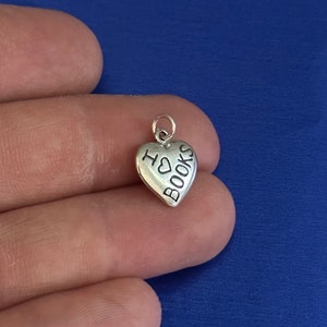 Sterling Silver I Love Books Charm, Sterling Silver I Love Books Pendant,Silver I Love Books Charm, Silver I love Books Pendant, Books Charm