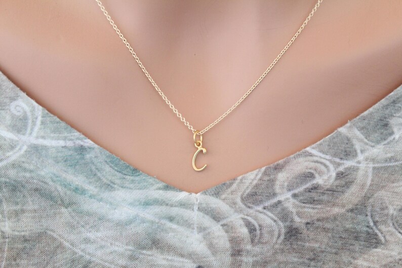 C Letter Necklace Gold Cursive C Initial Necklace Cursive C Initial Necklace Gold C Letter Necklace 24K Gold Plated C Letter Necklace