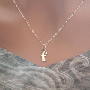 Sterling Silver Lowercase F Initial Charm Necklace, F Initial Necklace, Large F Letter Necklace, F Necklace, Typewriter F Initial Necklace image 2