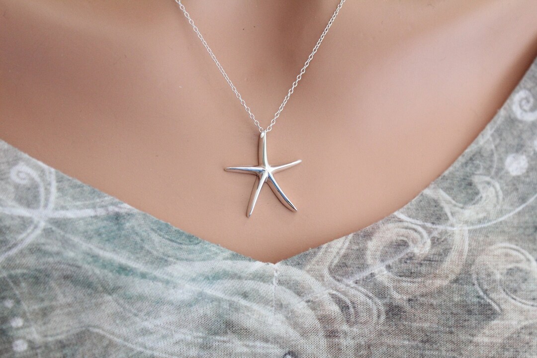 Sterling Silver Starfish Pendant Necklace - Etsy
