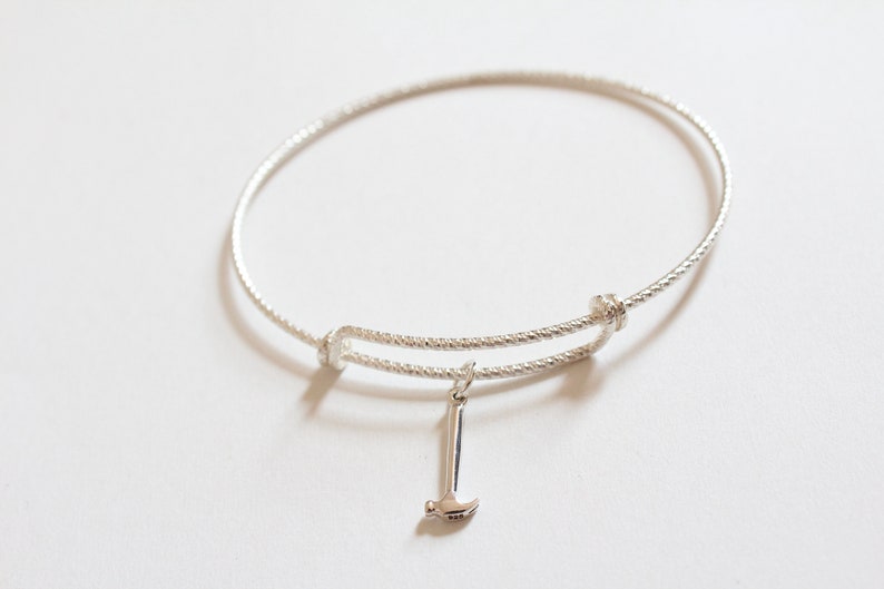 Leather Bracelet With Sterling Silver Hammer Charm Hammer Etsy
