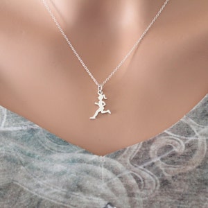 Sterling Silver Running Girl Charm Necklace, Silver Runner Necklace, Running Necklace, Track Necklace, Cross Country Runner Necklace image 2