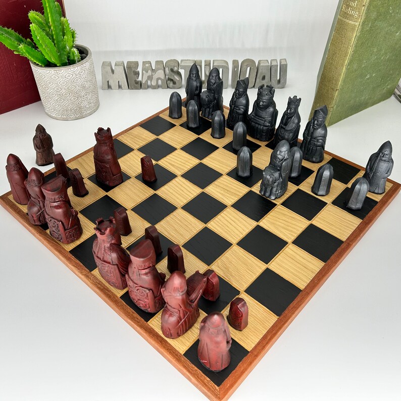 Lewis Chessmen Chess Set Large Game Pieces Red for Large Etsy
