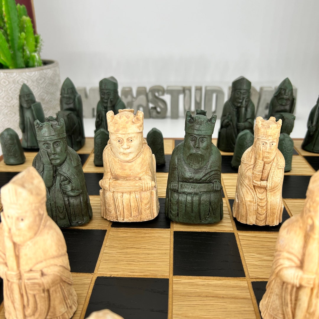 Lewis Chessmen Chess Set Large Game Pieces Green for Large Etsy