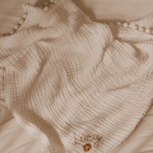 CLOUD POM BLANKET personalized baby blanket, baby swaddle with name, baby blanket with name image 6