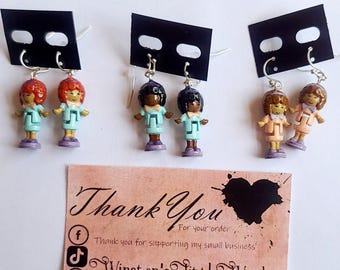 Polly Doll Earrings Pastel Retro Party Dress Inspired - Mix and Match