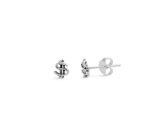 Dollar Sign Sterling Silver Stud Earrings 6mm - Sterling Silver Earrings - Money Studs - Dollar Sign Posts - Dollar Earrings - Mens Earring