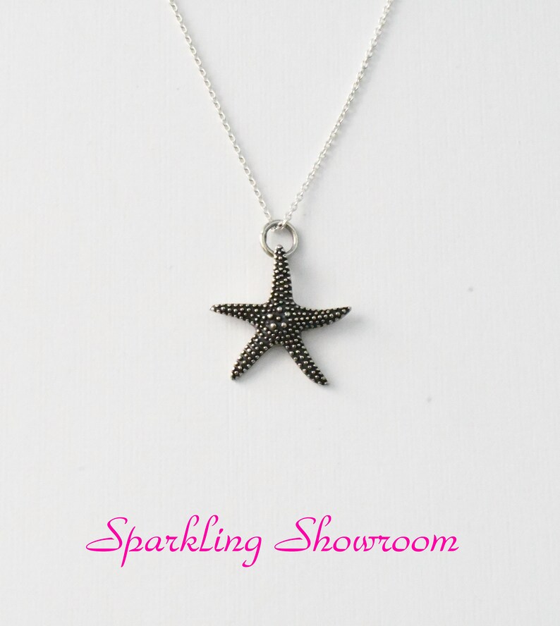 Sterling Silver One Sided Ocean Nautical Starfish Necklace Sterling Silver One Sided Ocean Nautical Starfish Necklace
