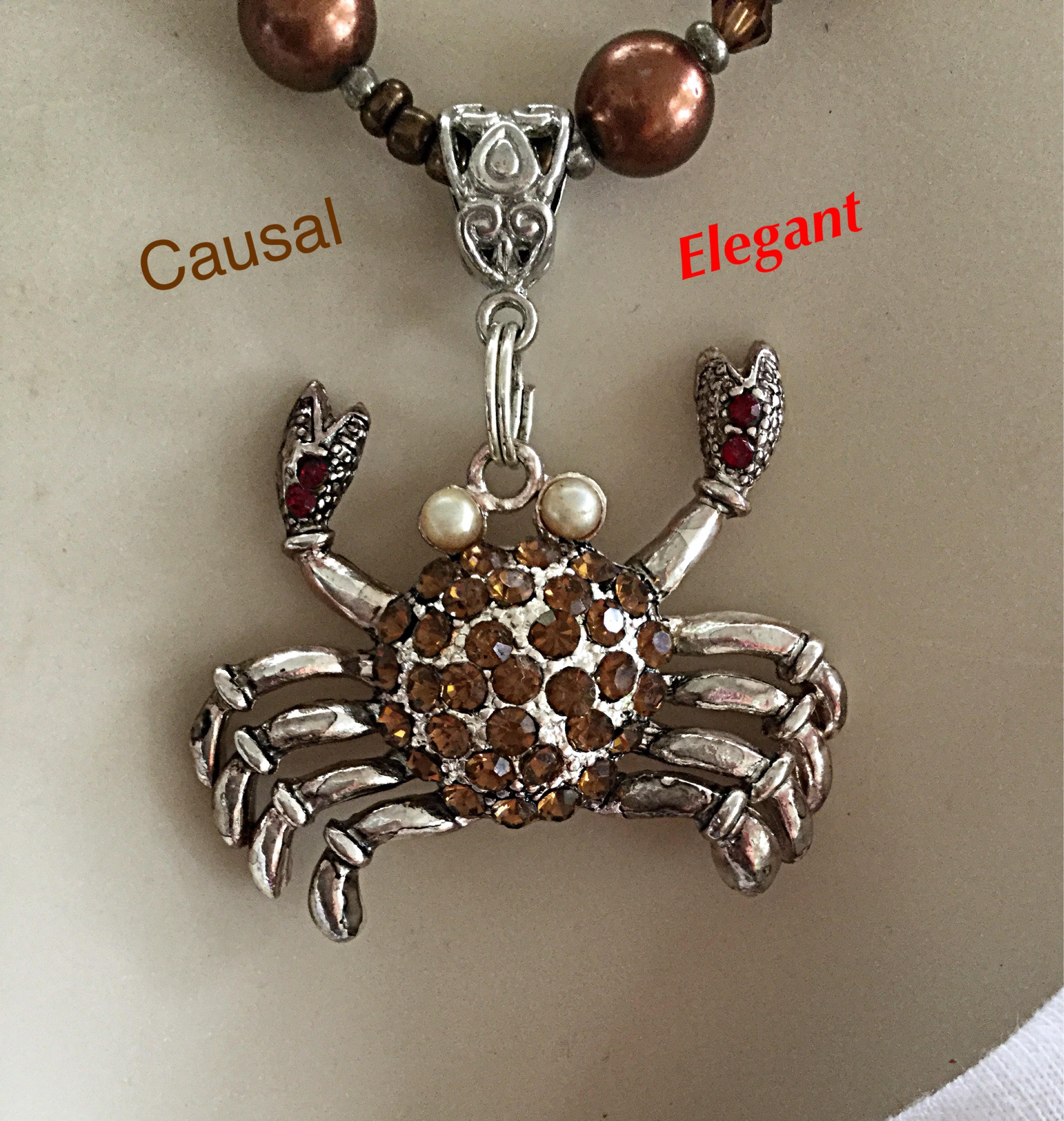 Crab Necklace Rhinestone Crab Necklace UNDER THIRTY DOLLARS Etsy