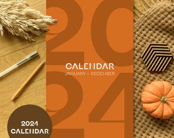 2024 Wandkalender, Earth Tone Monthly Wandkalender, 9,5 X 17,25 Zoll, Modern Minimalist Warm Multicolor Kalender, Home Office Decor